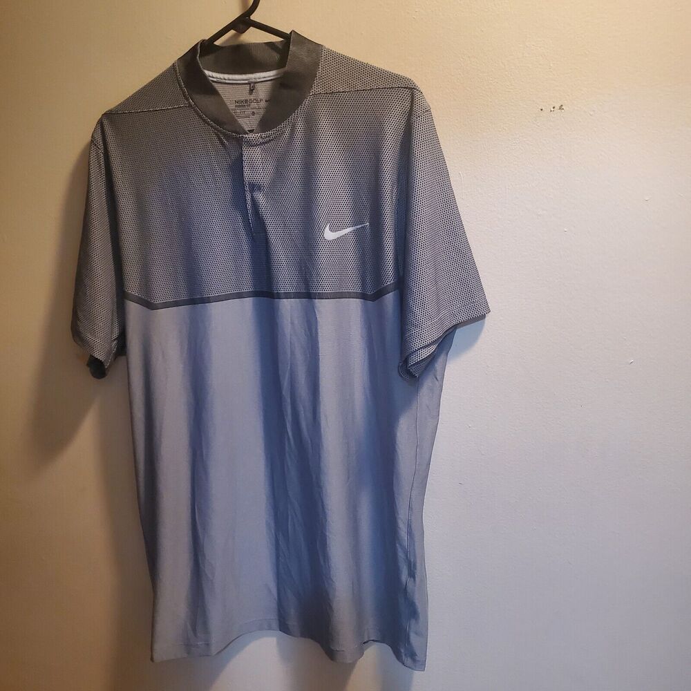 Nike Gray Snap Button Polo Golf Shirt Modern Fit Size X-LARGE
